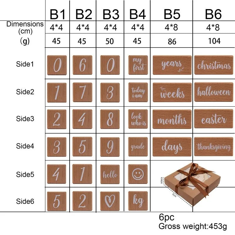 6pcs/1Set baby month milestone